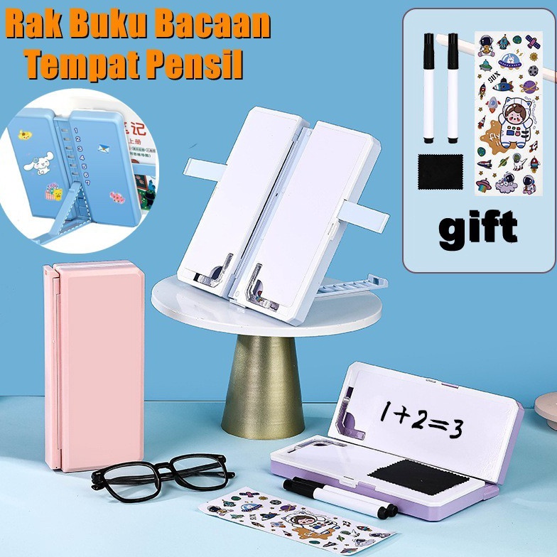 

Disc Tempat Pensil 2IN1 Multifungsi Pencil Case Book Holder Kotak Pensil Lipat dengan Tatakan Buku dan Papan Tulis Praktis Anak Sekolah