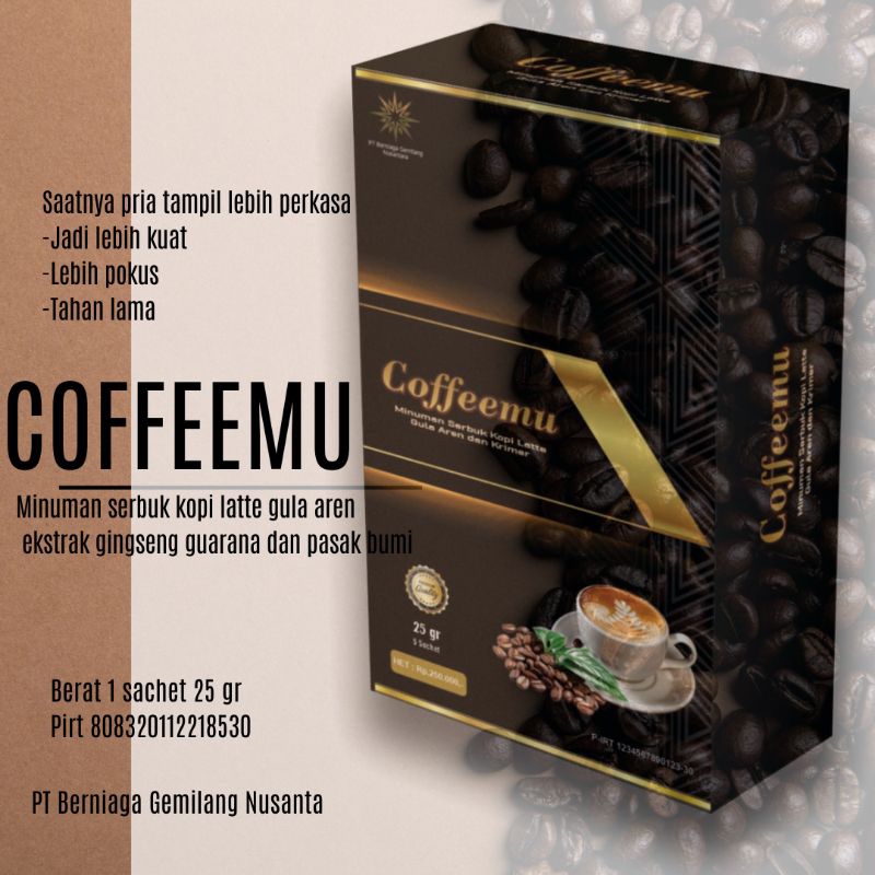 

Coffeemu kopi latte gula aren/Ekstrak gingseng guarana dan pasak bumi/kopi serbaguna