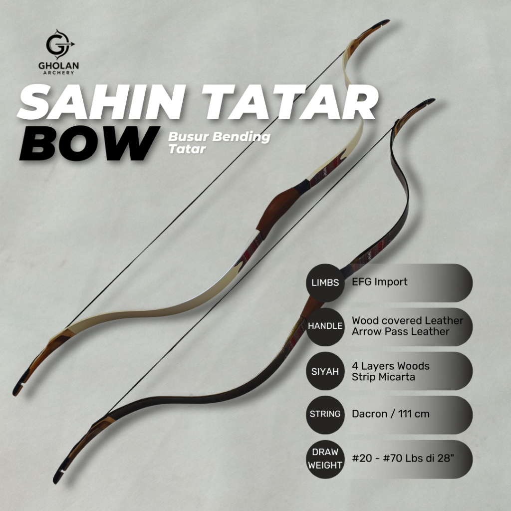 Busur Panah Horsebow Fiberglass Bending/ Tatar Bow / Busur Panah Tradisional/ Sahin Bow