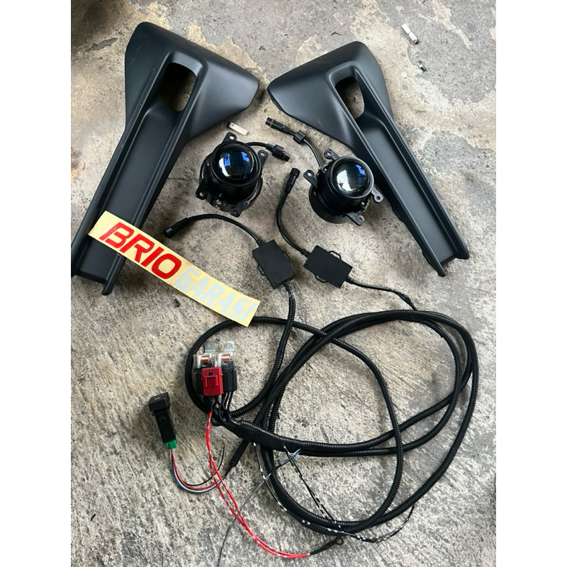 paket foglamp biled brio all new 2023 2024 2025 cover original lampu kabut demon rgb kabet set relay