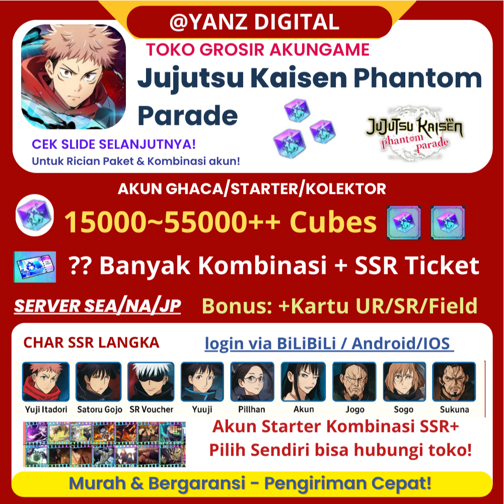 Bundle Jujutsu Kaisen Phantom Parade Cube Kombinasi SSR Pilihan
