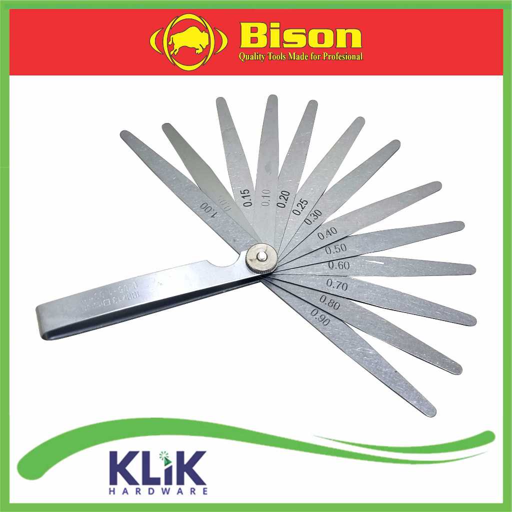 BISON Stel Klep Fuller Blade 13 Pcs - Feeler Gauge 0.05 - 1 mm Motor Mobil