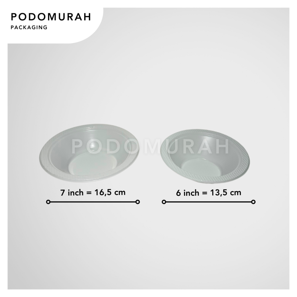 Mangkok Plastik Mika Putih / Mangkuk Plastik M6 uk 6 Sedang / Mangkuk  Plastik M7 uk 7 Besa