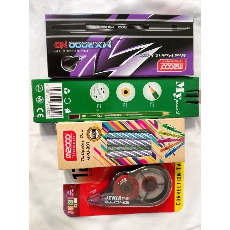 

Pulpen M2000 isi 12 pcs + Pensil 2B isi 12 pcs + TipeX kertas + Pulpen M2000 Rainbow isi 12 pcs