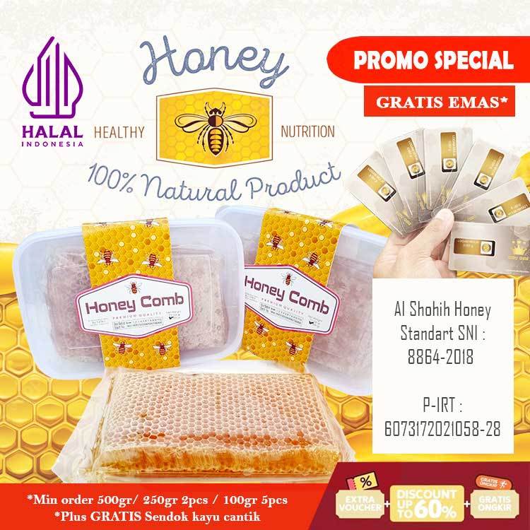 

Pure HoneyComb / Sarang Madu Asli Murni 500Gr 250 Gr Kualitas Premium 100% Original Bergaransi
