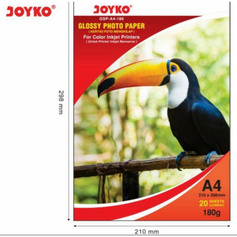 

Glossy Photo Paper / Kertas Foto / Kertas Photo Mengkilap Joyko 180 gr Ukuran A4 Type: GP- A4-180