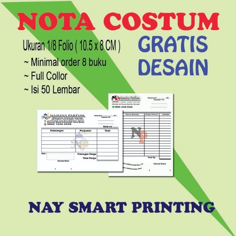 Nota Costum 1/8 folio 2 ply full Color