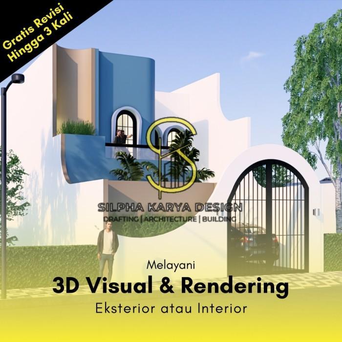 

3D Rumah Tinggal & Usaha – Tampak Depan & Interior Jelas