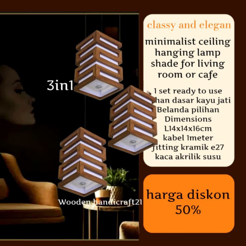 kap lampu gantung minimalis model jepang tau lamp cafe