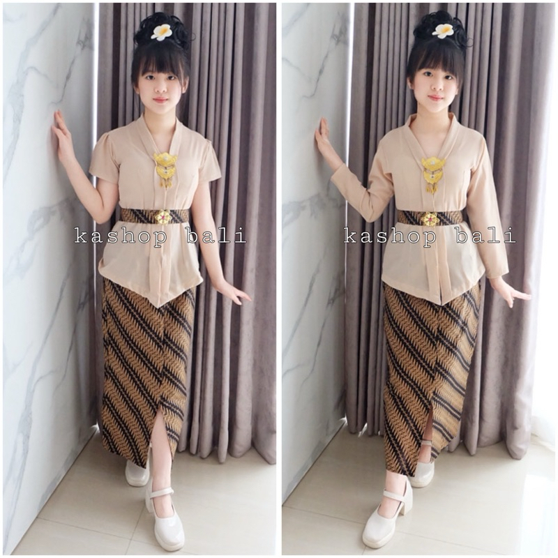 SET KEBAYA ANAK ENCIM WARNA CREAM SKIN + BATIK