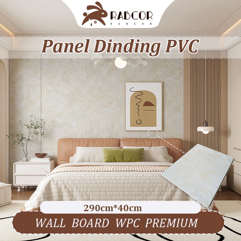 Panel Dinding PVC WPC Decorative Motif Marmer & Kayu Alami Ukuran 290x40x0.9cm Tahan Air Anti Rayap 