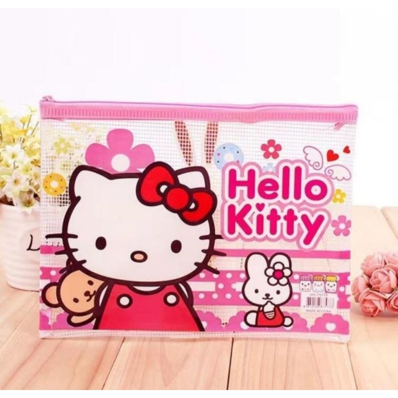 

Map Pouch Transparan Karakter Jaring Tempat File Kotak Pensil Zipper