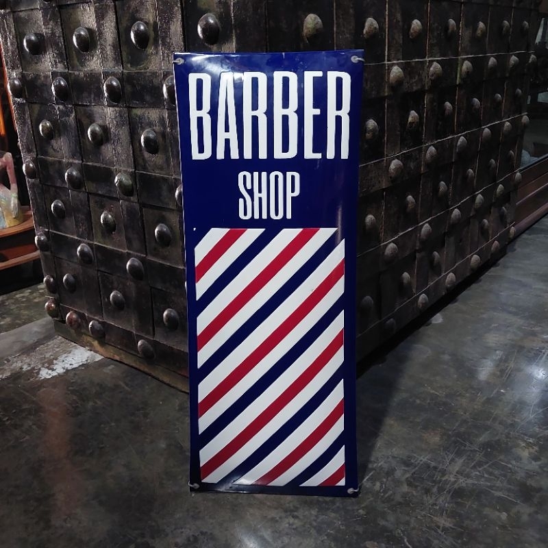 Papan Iklan Enamel Barber Shop Lawas Jadul Tua