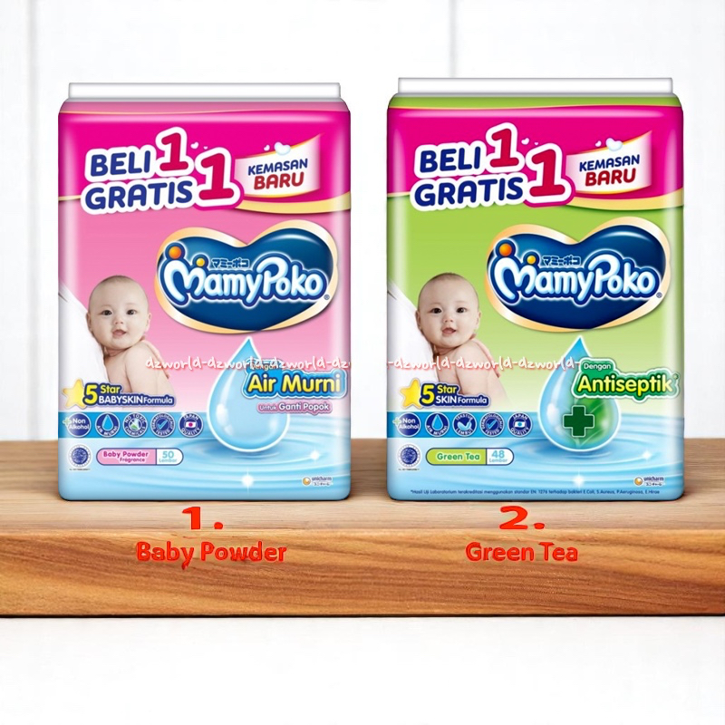 Mamypoko Baby Care Wipes 48lembar Air Murni Antiseptik Baby Powder Fragrance Tissue Basah Ganti Popo