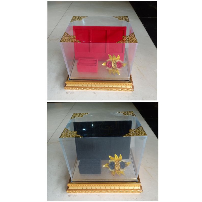 Tempat seserahan LM isi 3 dan cincin, box mahar LM dan cincin