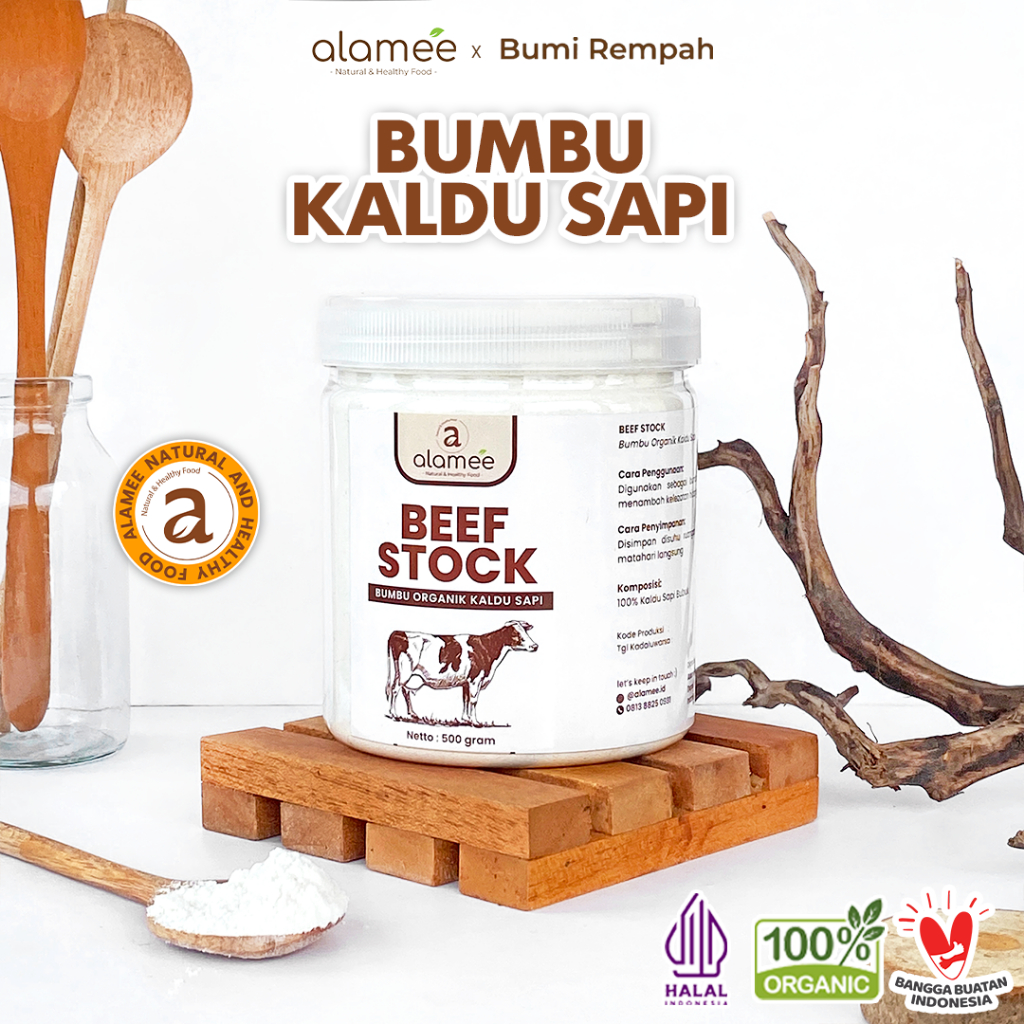 

ALAMEE Kaldu Sapi Non MSG Bumbu Dapur Organik Beef Powder Praktis Toples 500gr