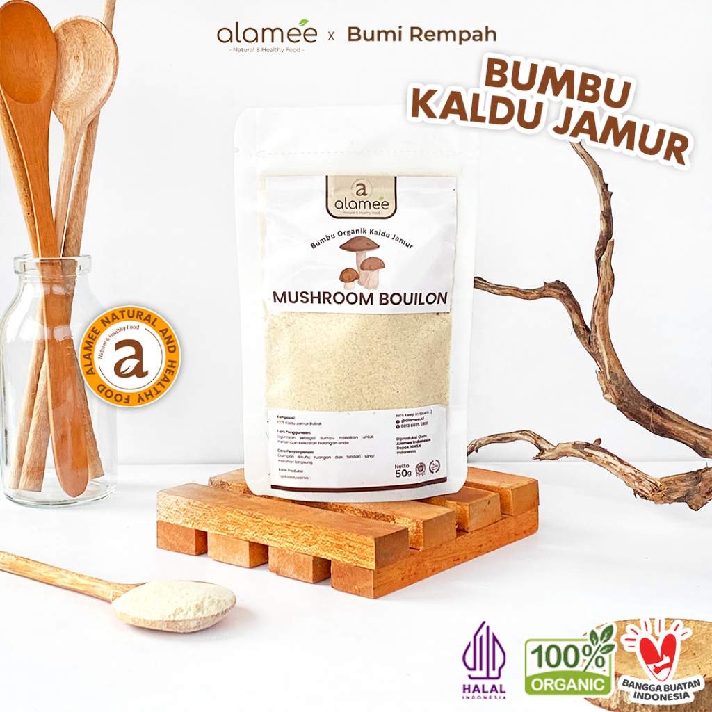 

ALAMEE Bumbu Kaldu Jamur Bubuk NON MSG Organik Praktis Mushroom Powder Seasoning 50gr