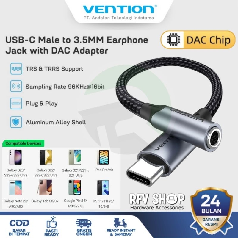 VENTION Converter Audio USB Type c to 3.5mm Eearphone AUX with DAC jack adapter for samsung iPhone p