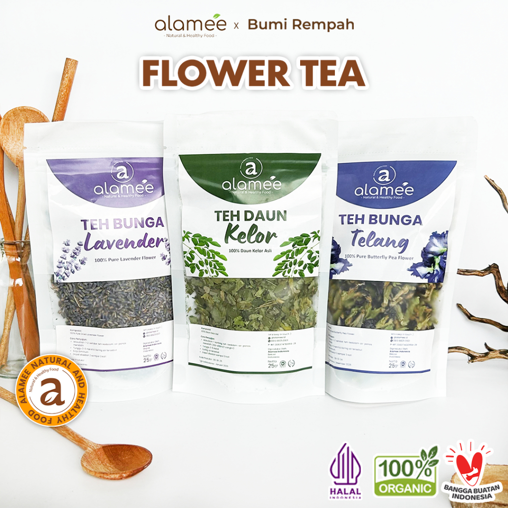 

ALAMEE Teh Chamomile Tea 25gr Bunga Telang Jati Cina Daun Kelor Green Tea Senna Leaf Flower