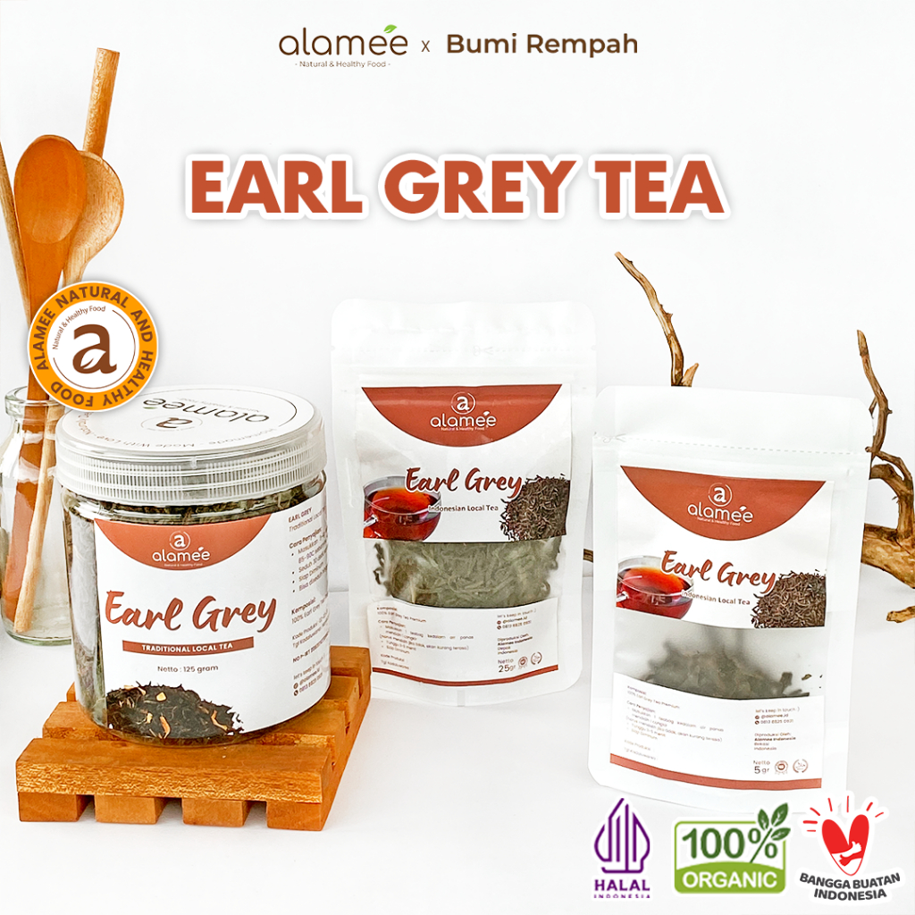 

ALAMEE Teh Bunga Earl Grey Black Tea Alami Organik Dried Leaf Siap Seduh Minum