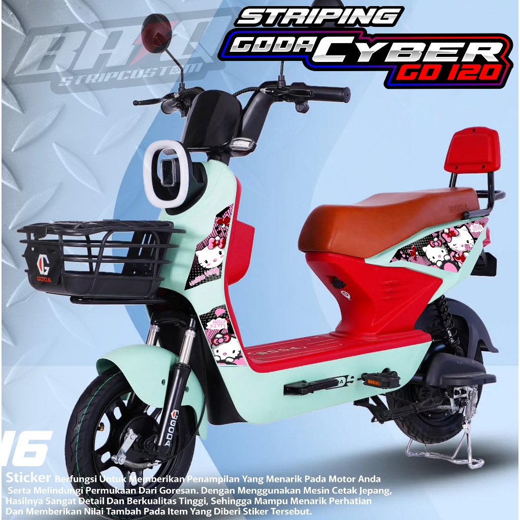 16 STRIPING STICKER SEPEDA LISTRIK GODA CYBER - STRIPING STIKER SEPEDA LISTRIK GODA CYBER VARIASI HE
