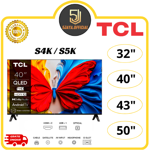TV TCL QLED Google TV HD/FHD 32Inch , 40Inch , 43Inch, 50Inch - 32S4K / 40S5K / 43S5K / 50S5K TV TCL