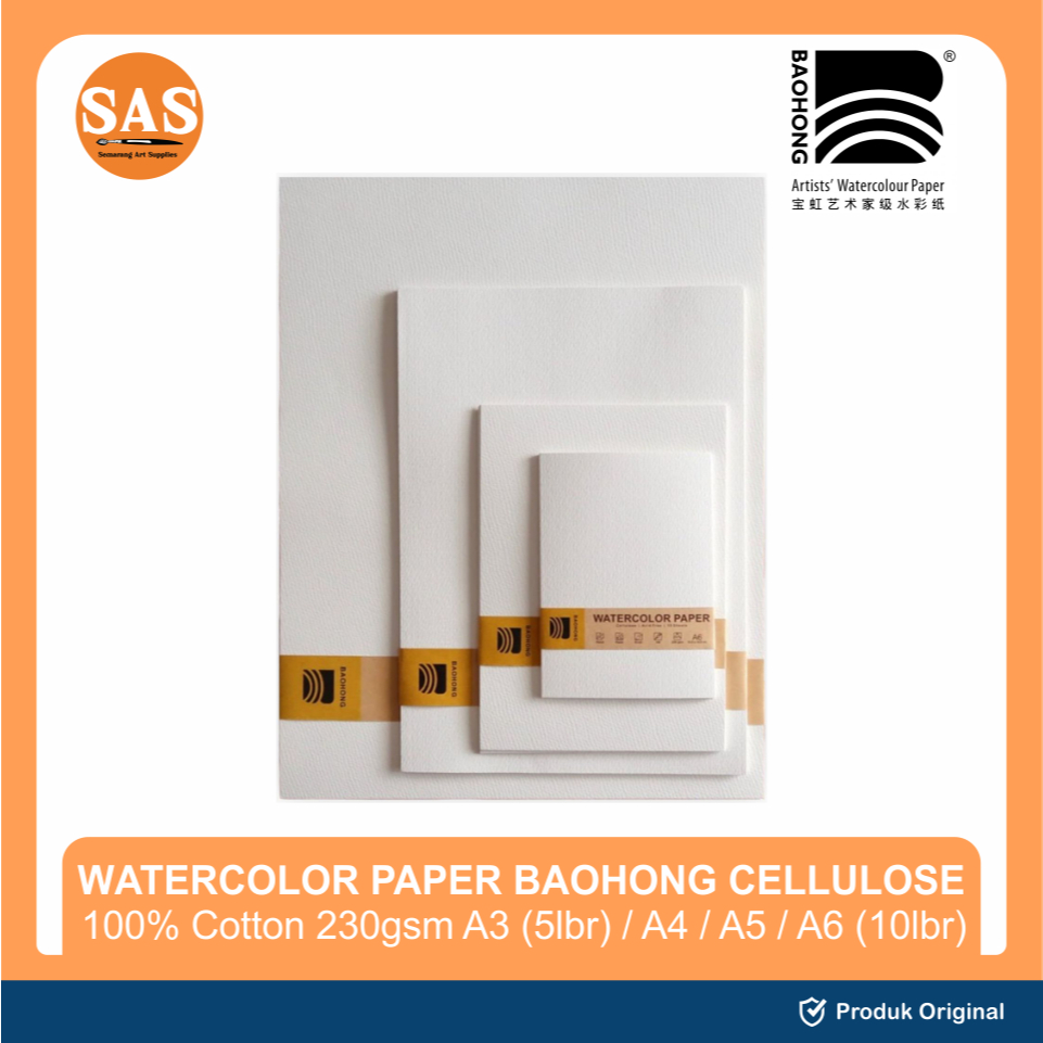 

SAS - Baohong - Watercolor Paper - Kertas Cat Air - Cellulose 230gsm A3/A4/A5/A6 - Kertas Gambar Cat Air