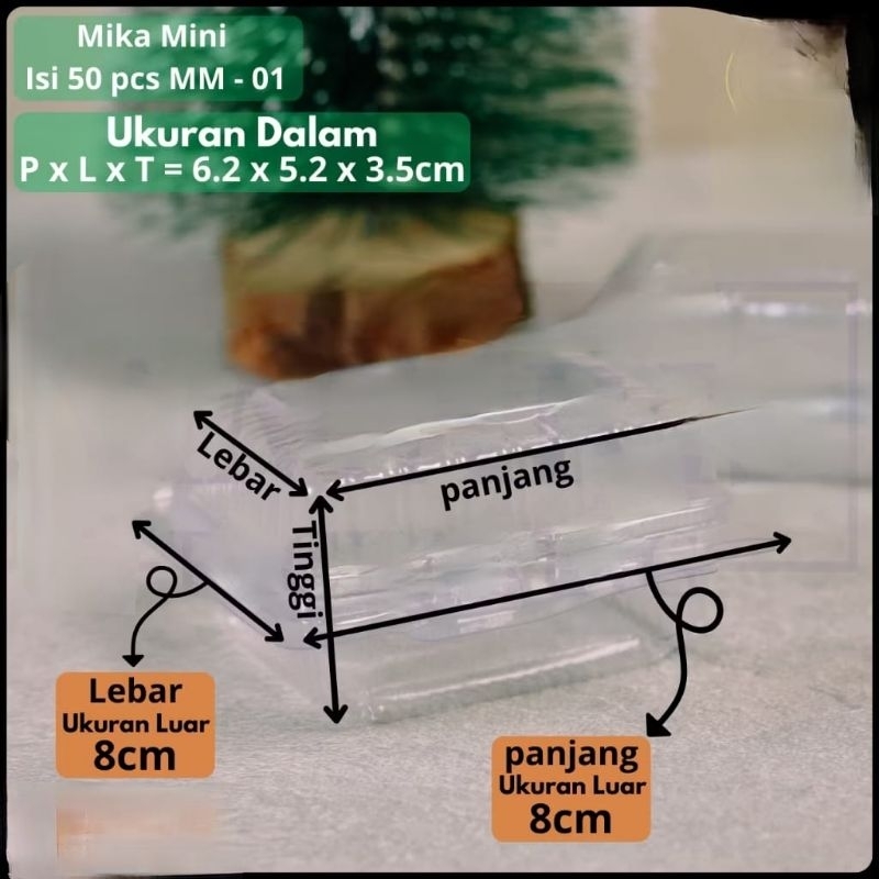 Mika box plastik kotak kue mini tart sushi tray tebal MM01 isi 50pcs per pack kotak lipat bening box