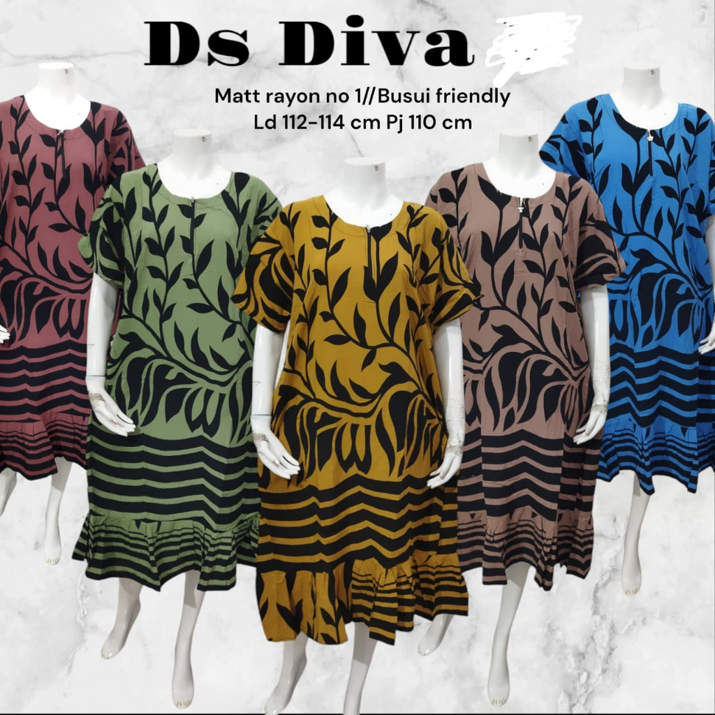 Diva Daster Rempel Resleting | Daster Batik Sutra Ungu