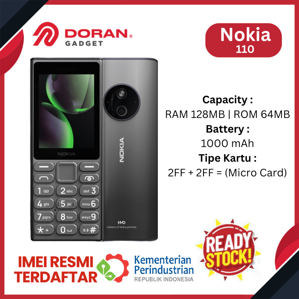 Handphone HP Nokia 110 2024 -  Nokia Jadul - Original Garansi Resmi 1Tahun