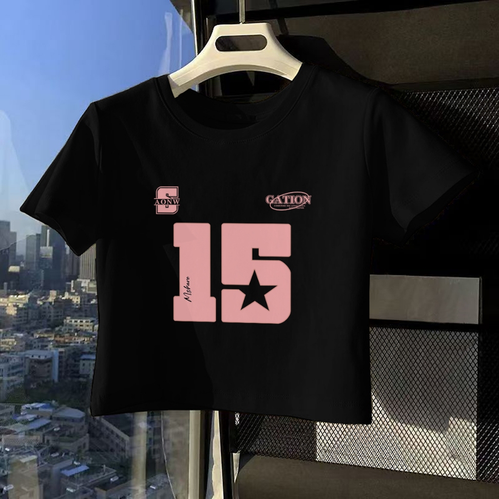 COD Ship locally T-shirt Crop Top Lengan Pendek Kaos Wanita Crop Top Korea 15 Kaos Crop Wanita Kekin