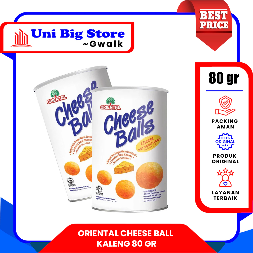 

ORIENTAL CHEESE BALLS SNACK BOLA KEJU KALENG - 80 gr