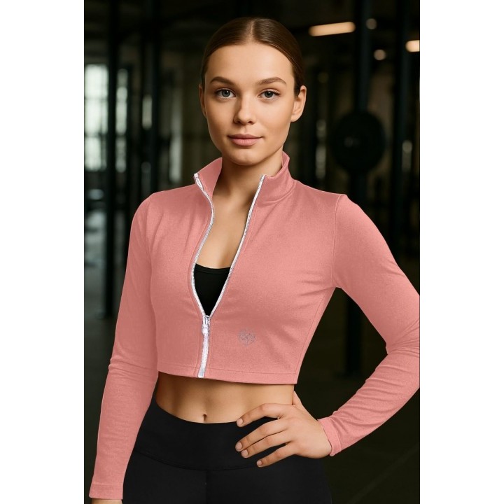Jaket Olahraga Wanita Polyspandek Lembut Mode Slimfit - Running Gym Fitness Aerobic By Sixpack Kode 
