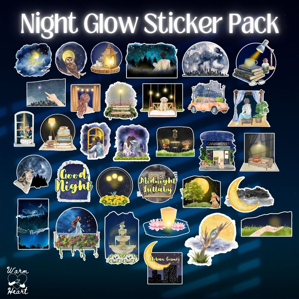

Night Glow Digital Stickers | Digital Stickers, Digital Planner Stickers, Goodnotes Stickers, Digital Journal Stickers, Ipad Stickers, Digital Planner Stickers, Printable Stickers, Scrapbook, Clipart, Aesthetic, Cute, PNG Stickers, Instant Download