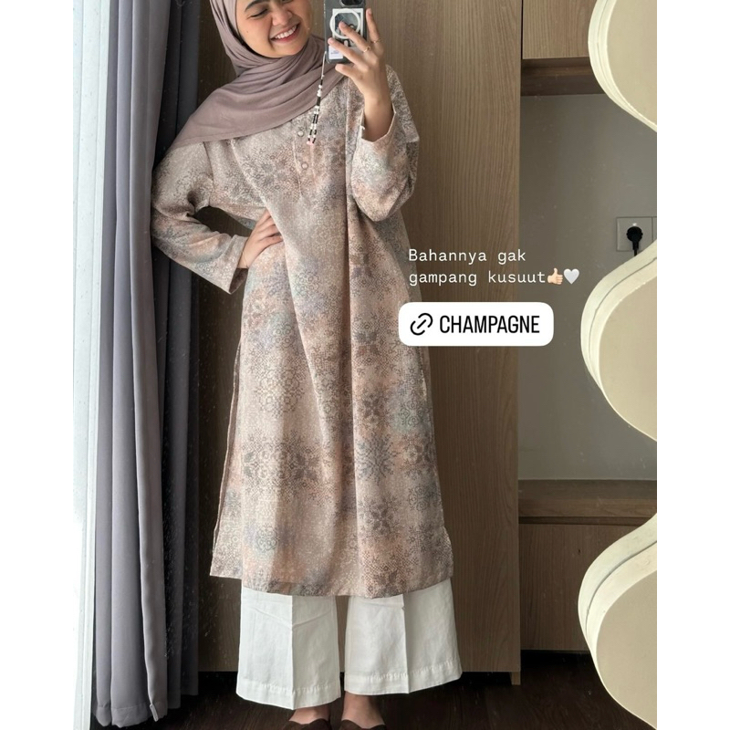 TERBARU Outerres - MOIRA TUNIK Atasan Tunik Lebaran Bordir Motif Polos Wanita