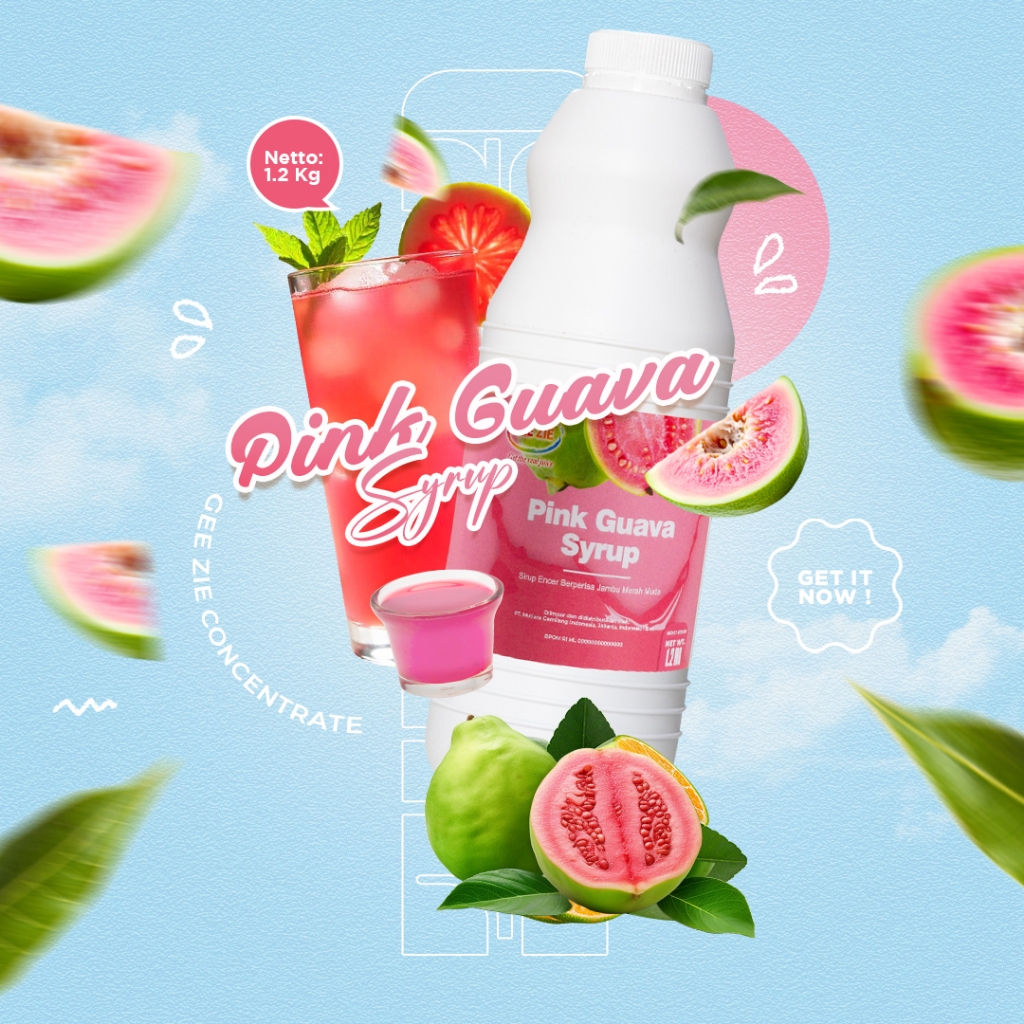 

Sirup Minuman Rasa Pink Guava Gee Zie Concentrate 1,2kg