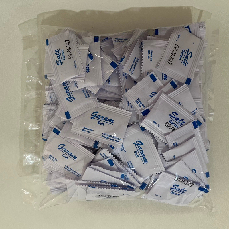 

Garam Sachet 1 gram/Garam Konsumsi / Garam Sachet / Garam Pack isi 250pcs
