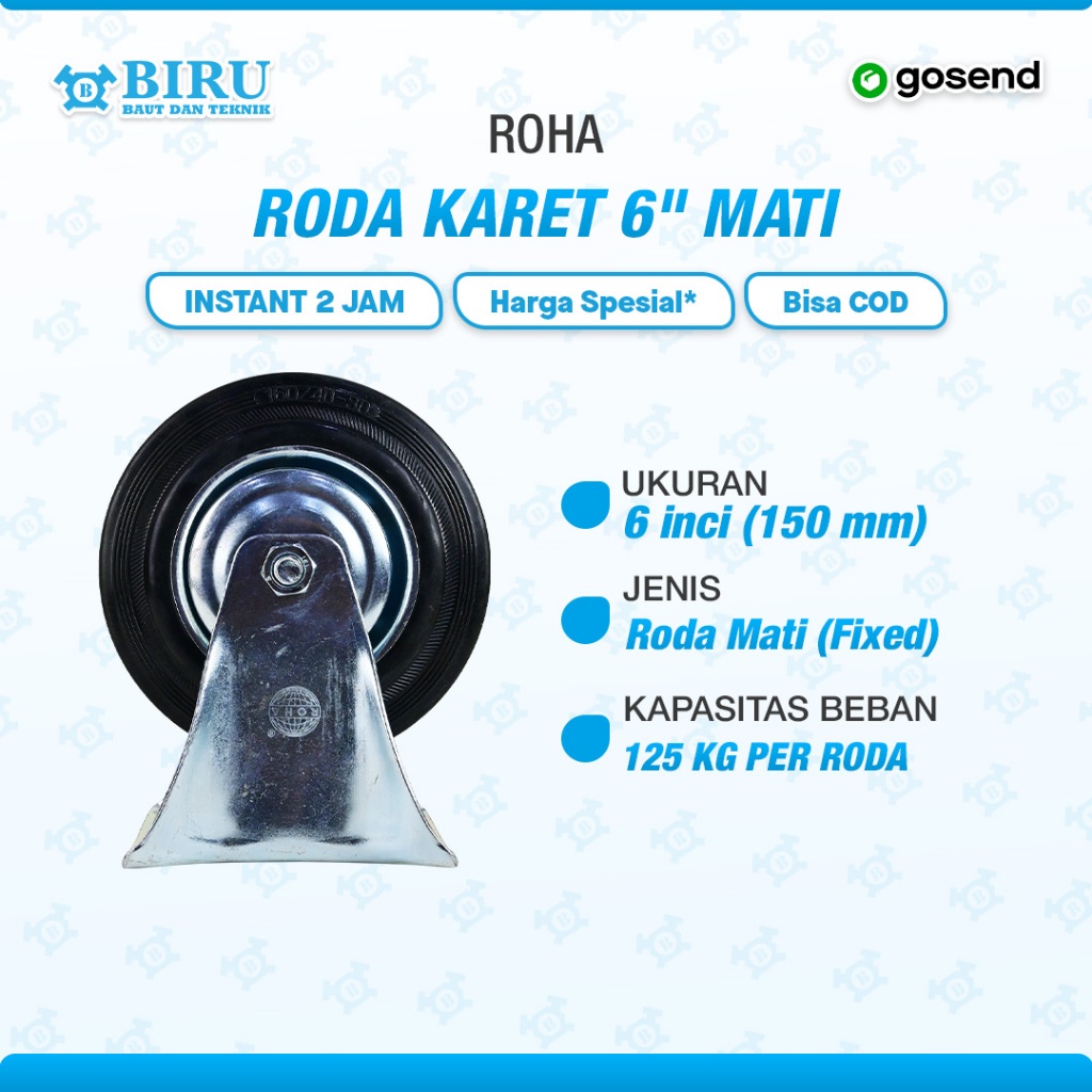 Roda Troli 6" Mati roda troli 6 inch roda karet