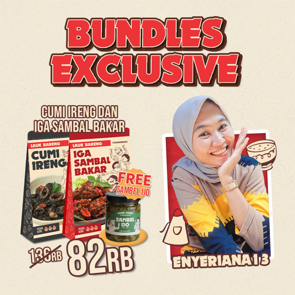 

[SPECIAL BUNDLES ENYERIANA] 2 Lauk Free Sambel Ijo hanya 82rb