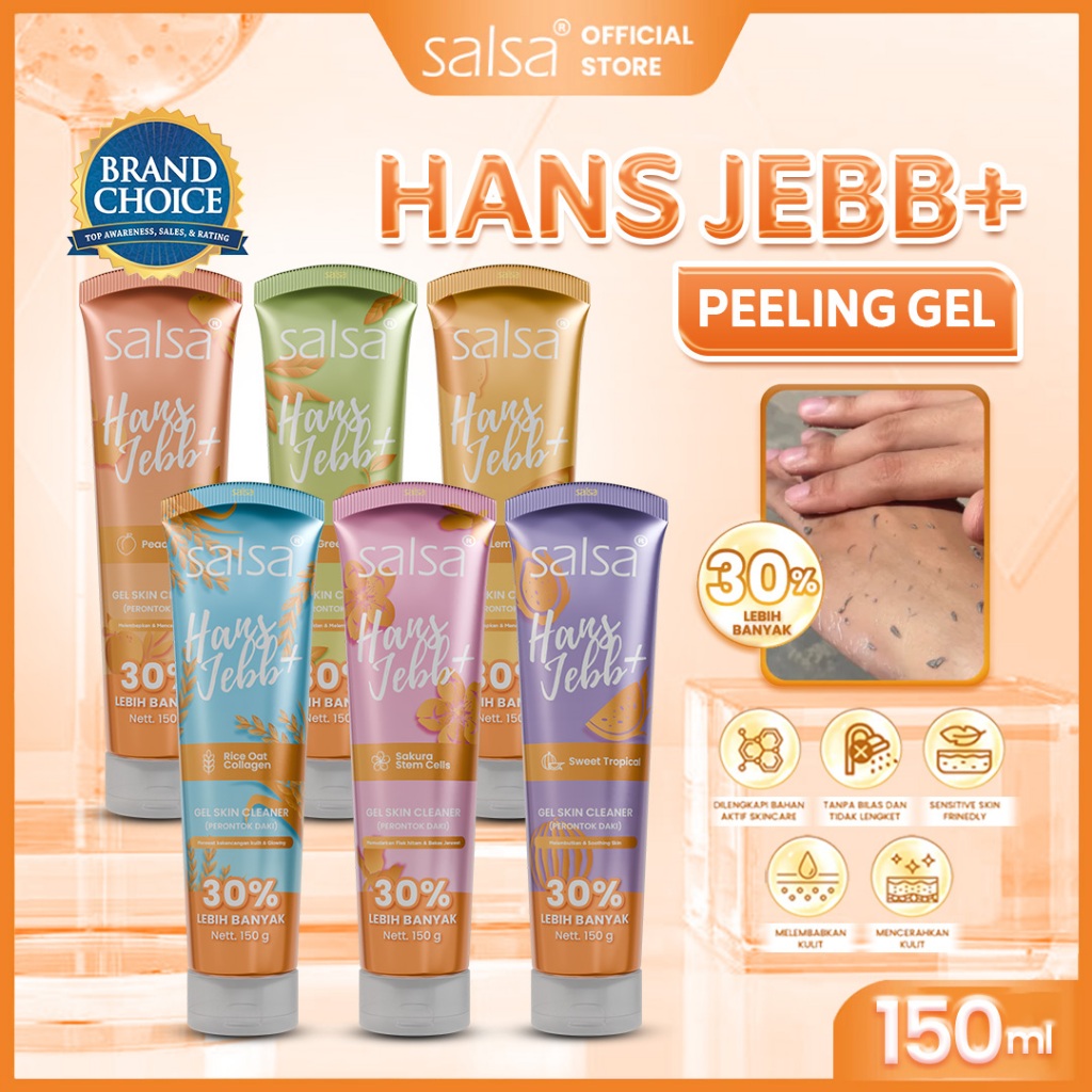 [NEW! Upgrade] SALSA Hans Jebb+ Peeling Gel - Isi Lebih Banyak 30%  - Gel Skin Cleanser Eksfoliasi P