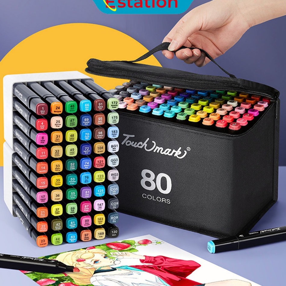 

KODE Y23I Estation Spidol Warna Warni 1 Set Sketch Marker 2 Tip Touch Marker 4868 Warna