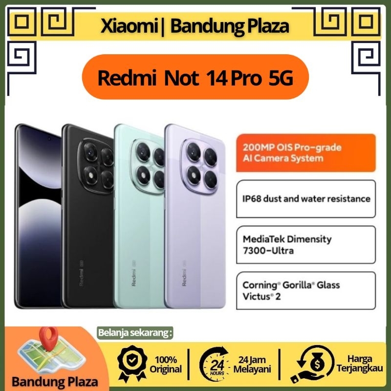 Xiaomi Redmi Not 14 pro 5g Ram 8+8/256Gb 5110 mAh 45watt  AMOLED Dimensity 7300 Garansi Resmi