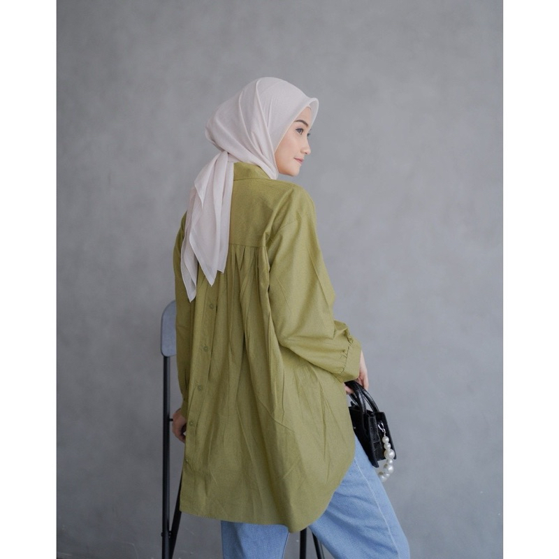 NEW Kemeja Wanita Oversize Warna Hijau Kemeja Wanita Katun Kemeja Warna Hijau Sage