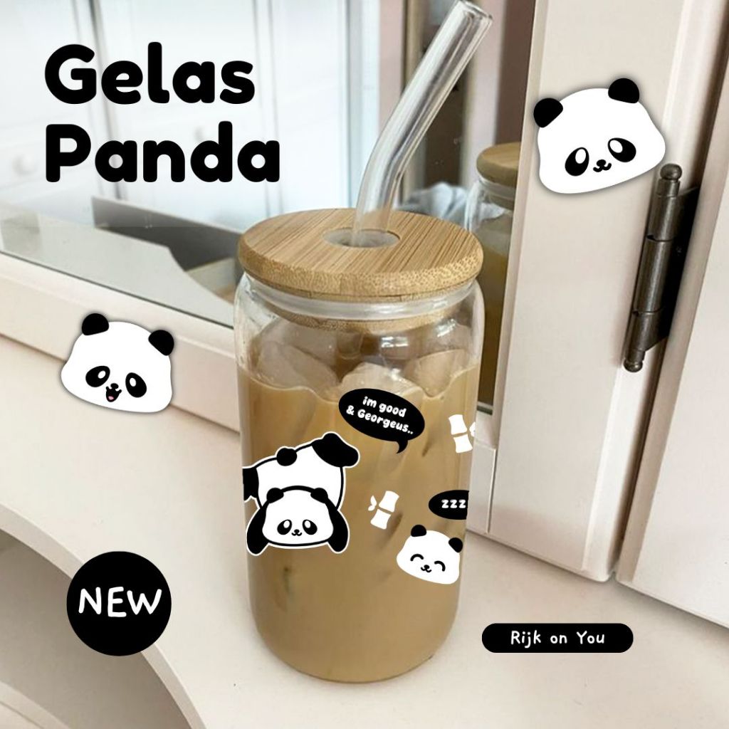 Gelas Panda by Rijkonyou | Gelas Panda Kaca Aesthetic