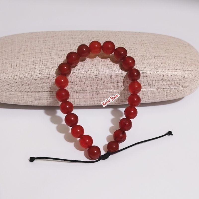 Gelang Batu Giok Merah Asli