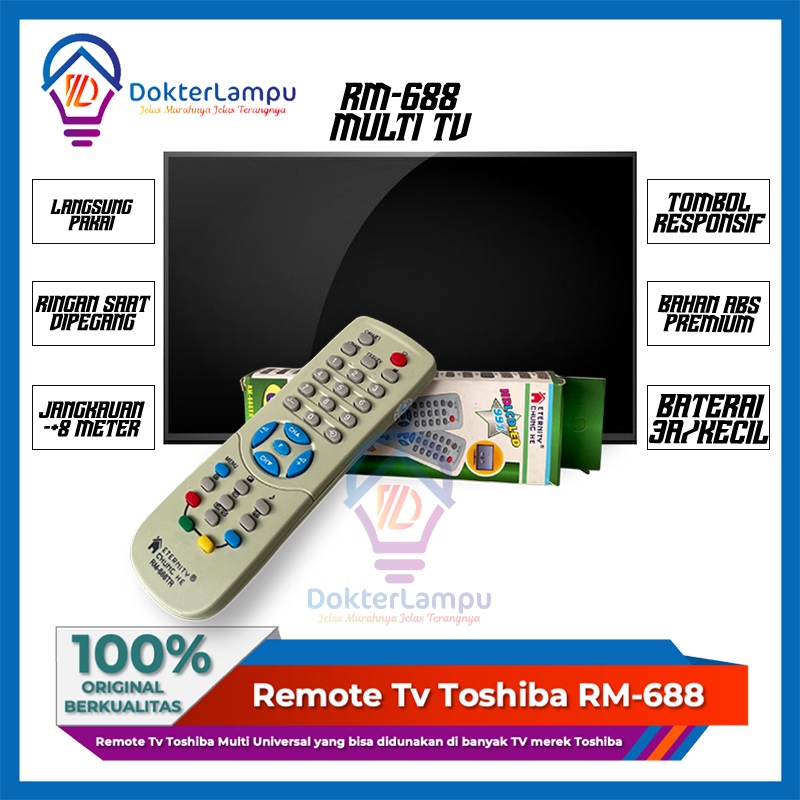 Remot Remote Tv Toshiba RM-688 Tabung Multi Universal