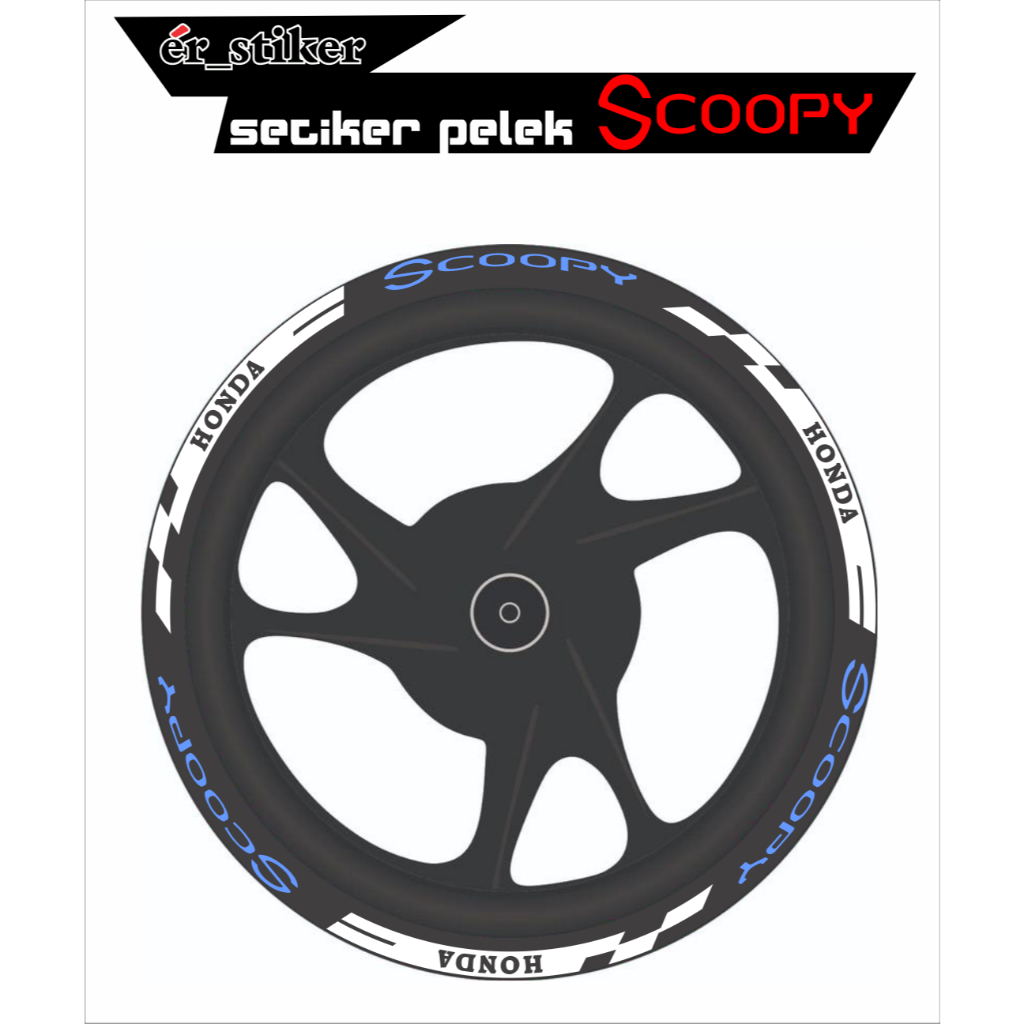 stiker pelek scoopy, lis velg scoopy stiker keren scoopy