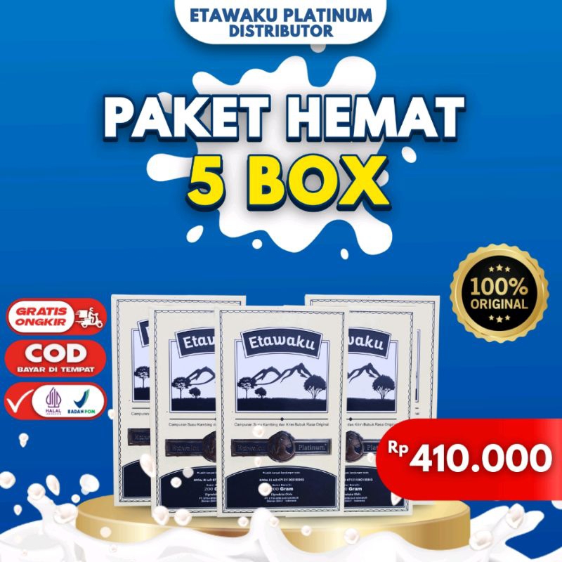 

PAKET 5 BOX ETAWAKU PLATINUM - Susu Etawaku Cegah Virus & Meningkatkan Imunitas Tubuh Mencegah