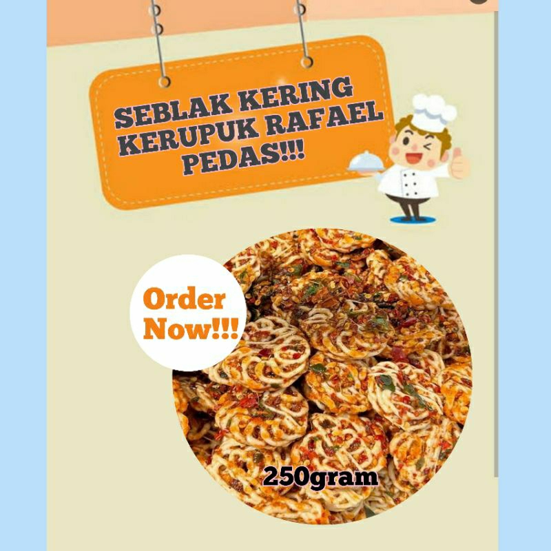 

Seblak Kering kerupuk mawar rafael pedas daun jeruk, kerupuk seblak pedas daun jeruk
