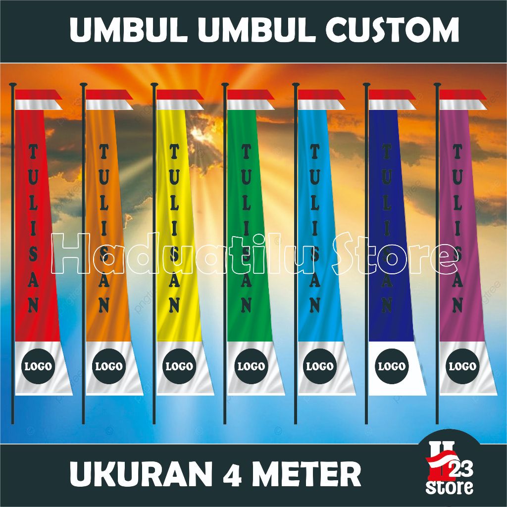 UMBUL UMBUL CUSTOM 4 METER ( LOGO + TULISAN }
